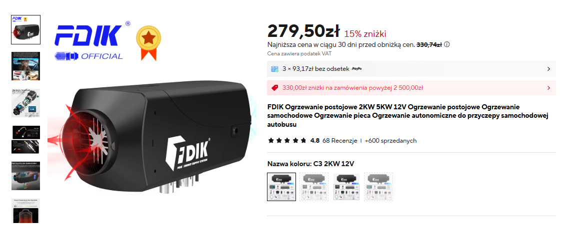 Chińskie Webasto - ogrzewanie postojowe 2